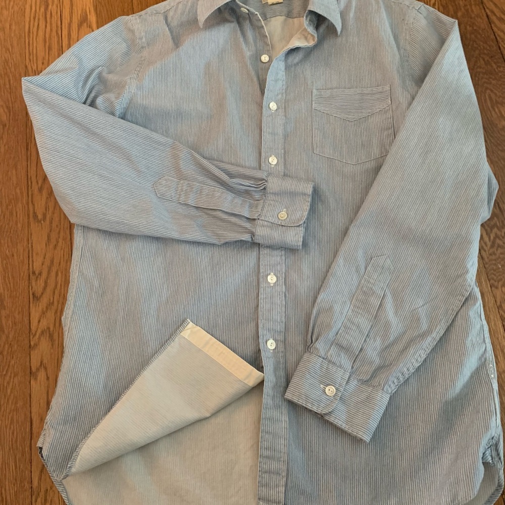RRL Men's Blue Striped Shirt